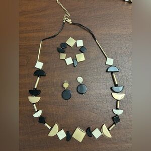 Chico's Black, White, and Gold Geometric Jewelry Set